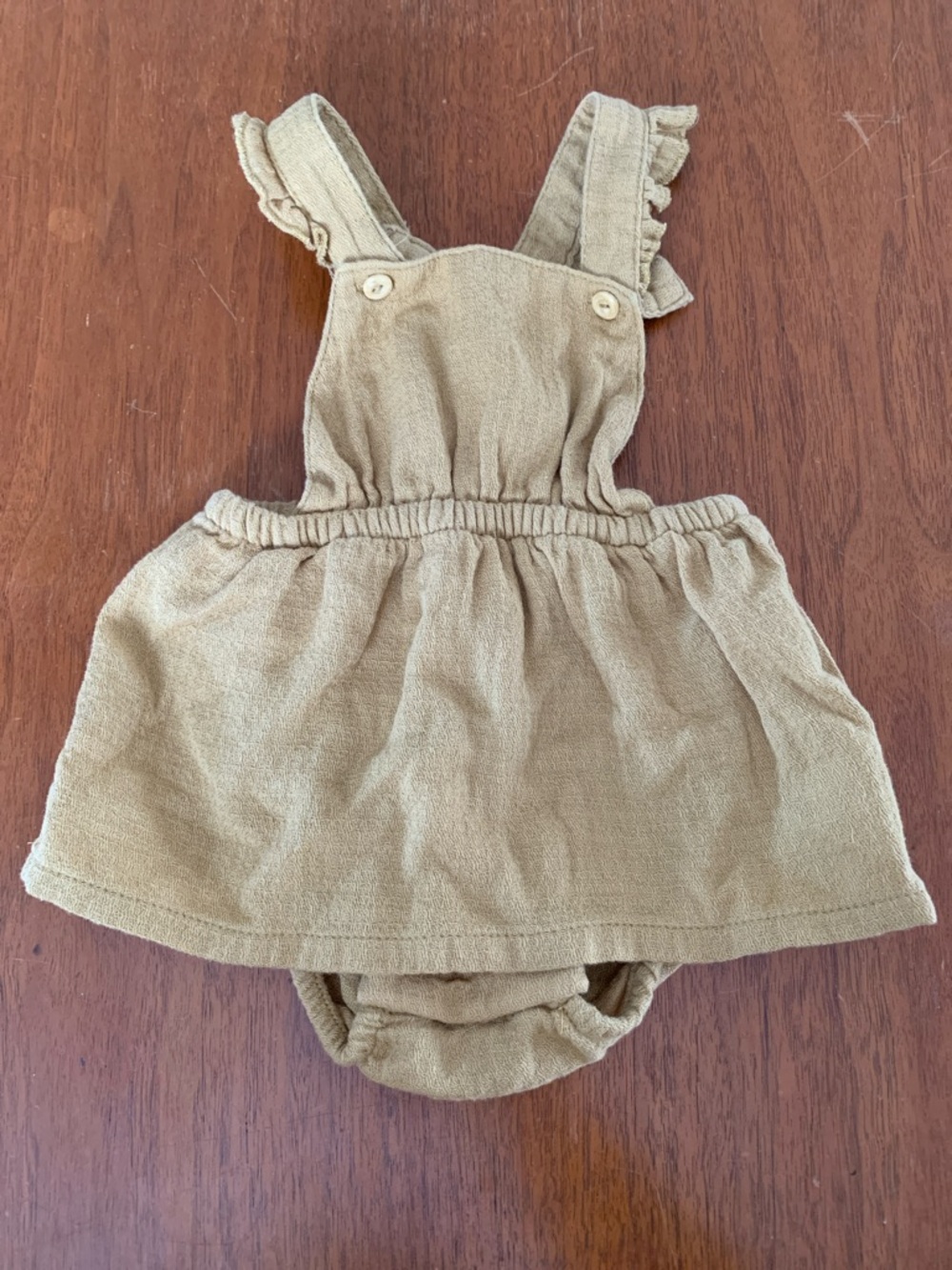 🫐3/$30 H&M Newborn Organic Soft Mustard Yellow Ruffle Strap Pinafore Dress